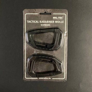 Набір 2 карабіни тактичні Чорні Mil-Tec TACTICAL KARABINER MOLLE (2 ST./BLISTER) SCHWARZ (15922502) 15922502 фото