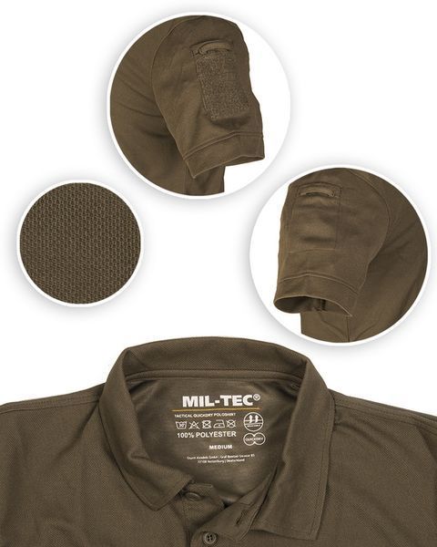Футболка Mil-Tec швидкосохнуча 2XL Tactical Quick Dry Poloshirt Olive (10961001-906-XXL) 10961001-906-XXL фото