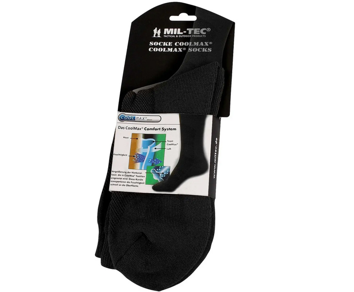 Шкарпетки тактичні армійські Mil-Tec 46-48р. Кулмакс (3 seasons) Чорні SOCKE COOLMAX SCHWARZ (13012002-005-46-48) 13012002-005-46-48 фото