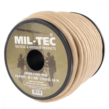 Паракорд тактичний Mil-Tec Мотузка паракордова 50м Койот COMMANDO-SEIL COYOTE 7MM (50M ROLLE) (15942005-007-50) 15942005-007-50 фото