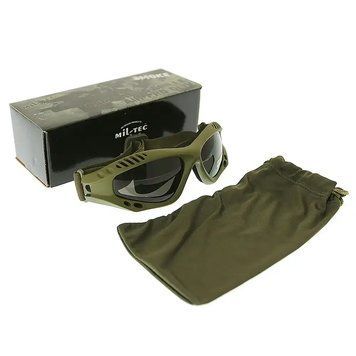 Окуляри тактичні Mil-Tec Десантні затемнені На резинці One size Олива COMMANDO BRILLE AIR PRO OLIV SMOKE (15615301) 15615301 фото