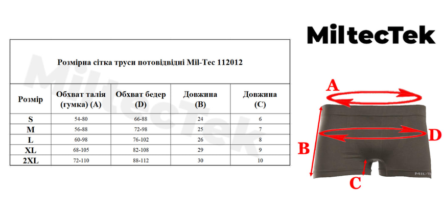 Труси чоловічі Mil-Tec боксери потовідвідні M Чорні (11201202-903-M) 11201202-903-M фото