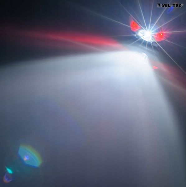 Налобний тактичний ліхтарик Mil-Tec CREE XPE з червоним та білим світлом (15168002) 15168002 фото