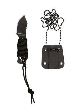Ніж тактичний Mil-Tec На ланцюжку на шию 9см Із паракордом Чорний NECK KNIFE PARACORD M.KETTE 9CM (15398300) 15398300 фото