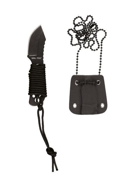 Ніж тактичний Mil-Tec На ланцюжку на шию 9см Із паракордом Чорний NECK KNIFE PARACORD M.KETTE 9CM (15398300) 15398300 фото