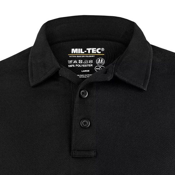 Футболка Mil-Tec швидкосохнуча 2XL Tactical Quick Dry Poloshirt Black (10961002-906-2XL) 10961002-906-2XL фото