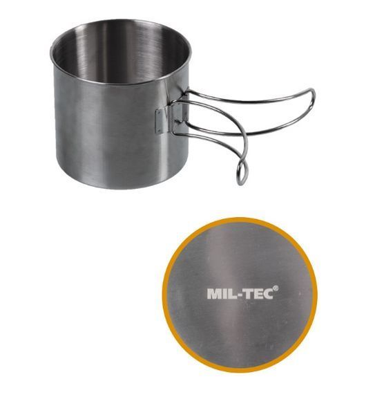 Кружка із нержавіючої сталі 800мл Mil-Tec TRINKBECHER STAINLESS STEEL 800 ML (DRAHTGRIFFE) (14602800) 14602800 фото