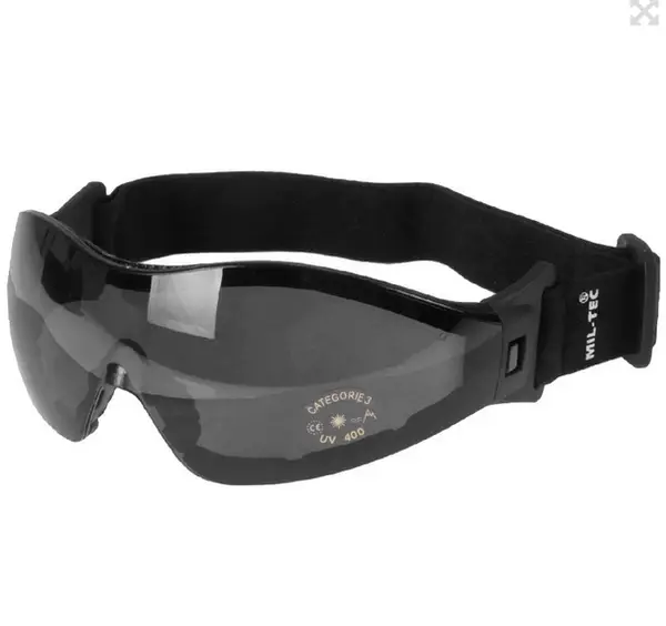 Окуляри тактичні Mil-Tec Захисні Затемнені На резинці Чорні SCHUTZBRILLE PARA SMOKE (15615202) 15615202 фото