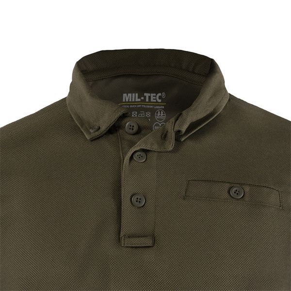 Лонгслів тактичний Mil-Tec поло швидкосохнуче Tactical Quickdry Long Sleeve L Olive (10962001-904-L) 10962001-904 фото