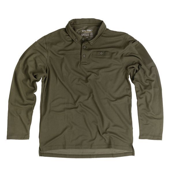 Лонгслів тактичний Mil-Tec поло швидкосохнуче Tactical Quickdry Long Sleeve L Olive (10962001-904-L) 10962001-904 фото