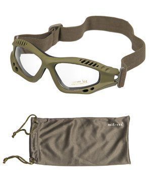Окуляри тактичні Mil-Tec Десантні захисні з чохлом One size Олива COMMANDO BRILLE AIR PRO OLIV KLAR (15615401) 15615401 фото