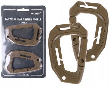 Набір 2 карабіни тактичні Mil-Tec Койот TACTICAL KARABINER MOLLE (2 ST./BLISTER) COYOTE (15922505) 15922505 фото