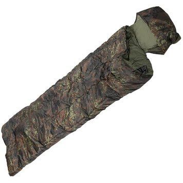Спальний мішок Mil-Tec армійський з капюшоном Sleeping Bag 185х75см Flecktarn (14101021) 14101021 фото