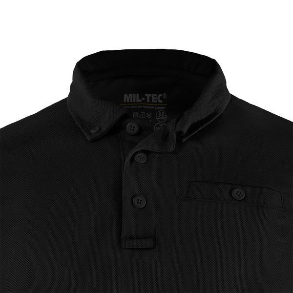 Лонгслів тактичний Mil-Tec поло швидкосохнуче Tactical Quickdry Long Sleeve XL Black (10962002-905-XL) 10962002-905 фото