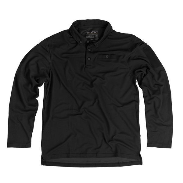 Лонгслів тактичний Mil-Tec поло швидкосохнуче Tactical Quickdry Long Sleeve XL Black (10962002-905-XL) 10962002-905 фото
