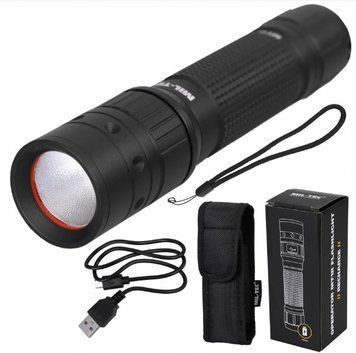 Ліхтарик Mil-Tec в чохлі + акумулятор + кабель для зарядки 500 LM STABLAMPE MT1R RECHARGE (15153000) 15153000 фото