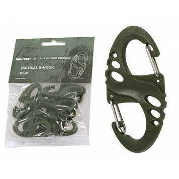 Набір карабінів тактичних Mil-Tec 10шт. Tactical S-hook Olive (13458401) 13458401 фото