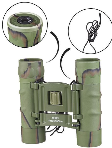 Бінокль Mil-Tec складний з чохлом 10х25 Камуфляж FERNGLAS FALTBAR 10X25 TARN (15702120) 15702120 фото