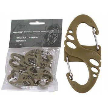 Набір карабінів тактичних Mil-Tec 10шт. Tactical S-hook Coyote (13458405) 13458405 фото