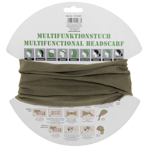 Головний убір багатофункціональний Баф Олива Mil-Tec MULTI FUNCTION HEADGEAR OLIV (12216001) 12216001 фото