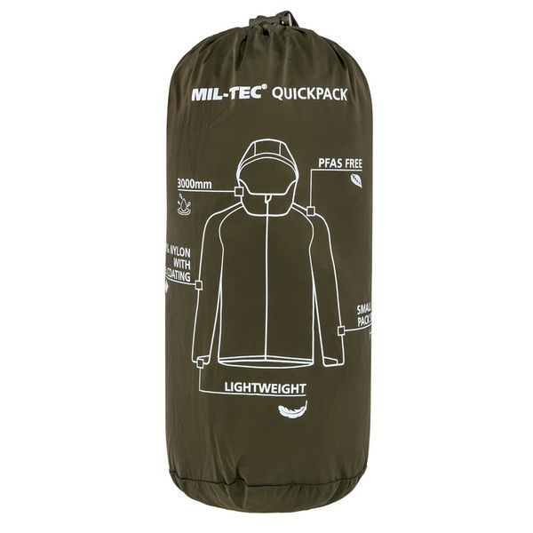 Куртка тактична Mil-Tec водонепроникна Wet Weather Jacket Quickpack M Olive (10625401-903-M) 10625401-903 фото