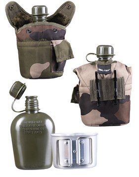 Фляга Mil-Tec 900ML з алюмінієвою чашкою Мультікам US FELDFLASCHE KST.M.BE.U.H&Uuml;.CCE TARN (14506024-900) 14506024-900 фото