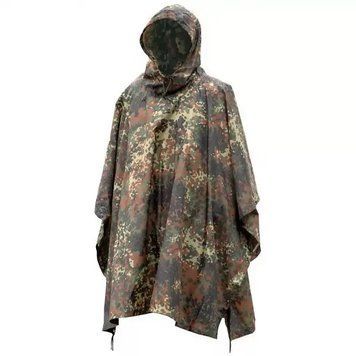 Пончо тактичне Mil-Tec One size Камуфляж Плащ-палатка RipStop PONCHO PE R/S 780GR. FLECKTARN (10630021) 10630021 фото