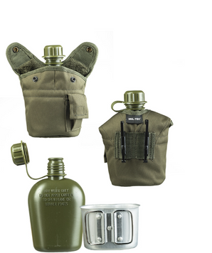 Фляга Mil-Tec 900ML з алюмінієвою чашкою Олива US FELDFLASCHE KST.M.BE.U.H&Uuml;.OLIV (14506001-900) 14506001-900 фото