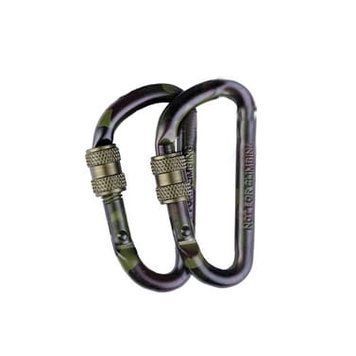 Набір 2 карабіни тактичні Mil-Tec Aluminium Lock Carabiner 8см Woodland (15922080) 15922080 фото